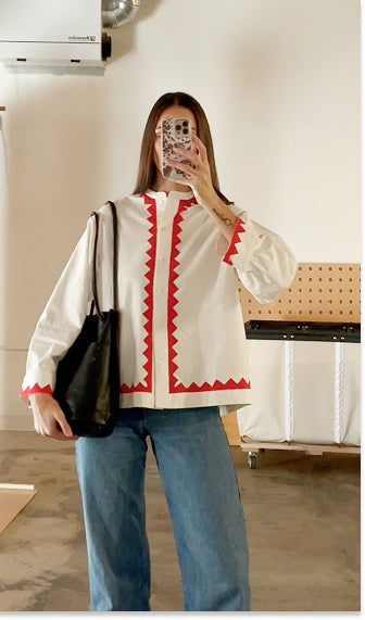 Alpha Buttondown Zig Zag Appliqué