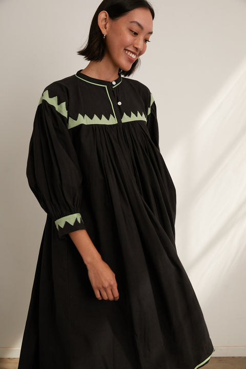 Twirling Dress Zig Zag Appliqué