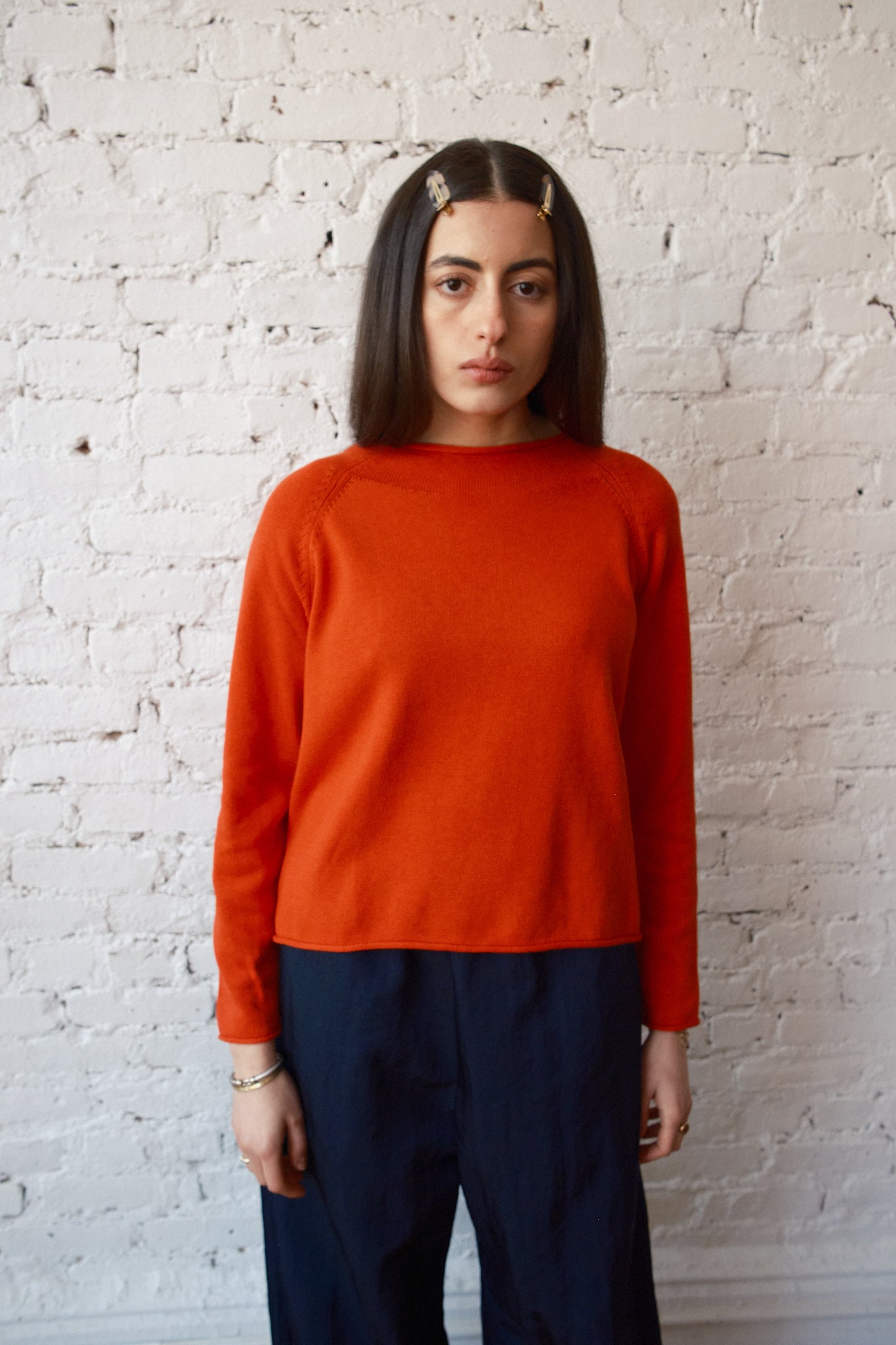 Iris Rollneck Cotton/Cashmere Pullover - Poppy | Nikki Chasin