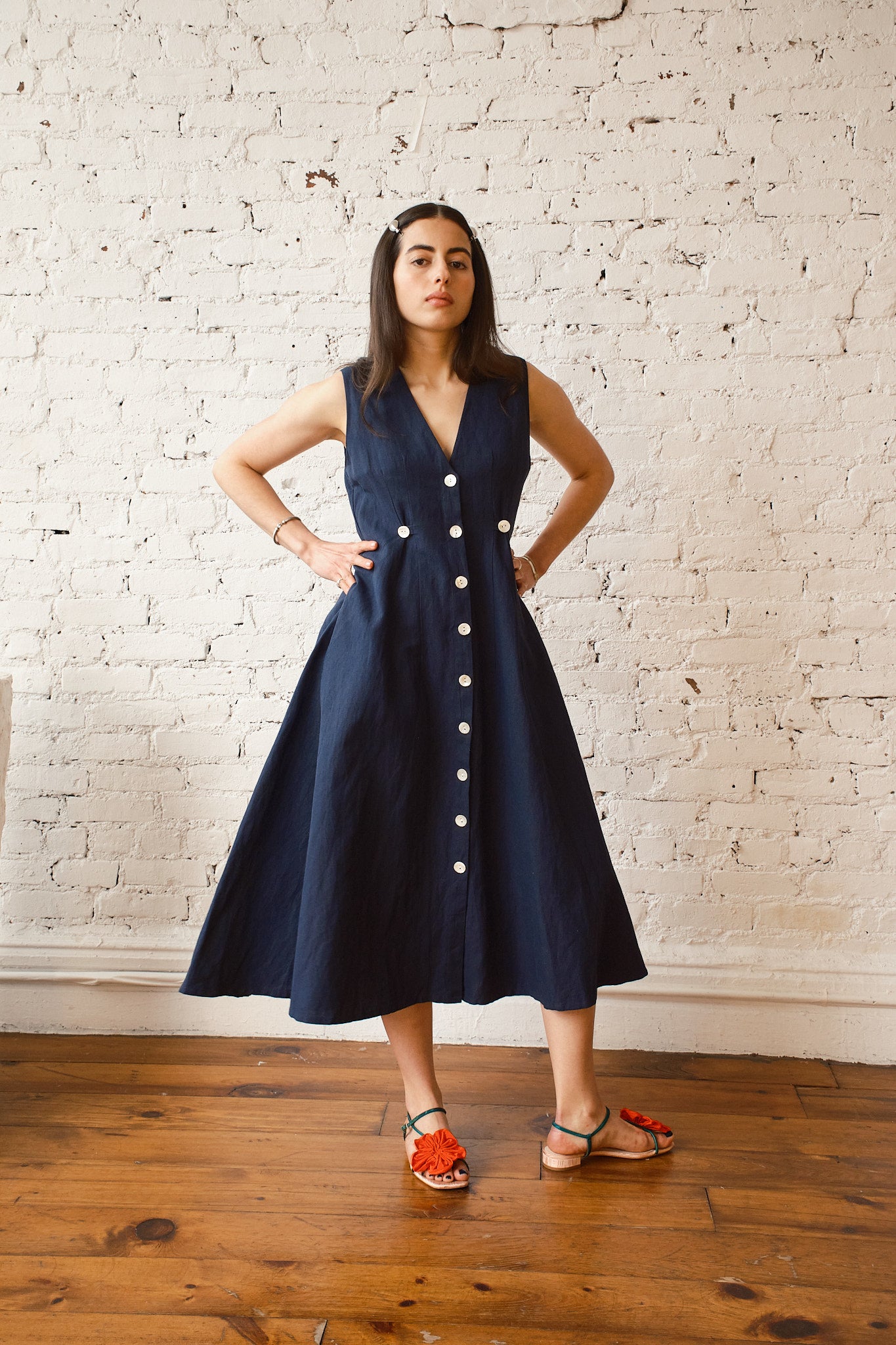 Sleeveless Baroness Cotton/Linen Dress