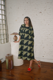 Ballad Dress - Houndstooth Green