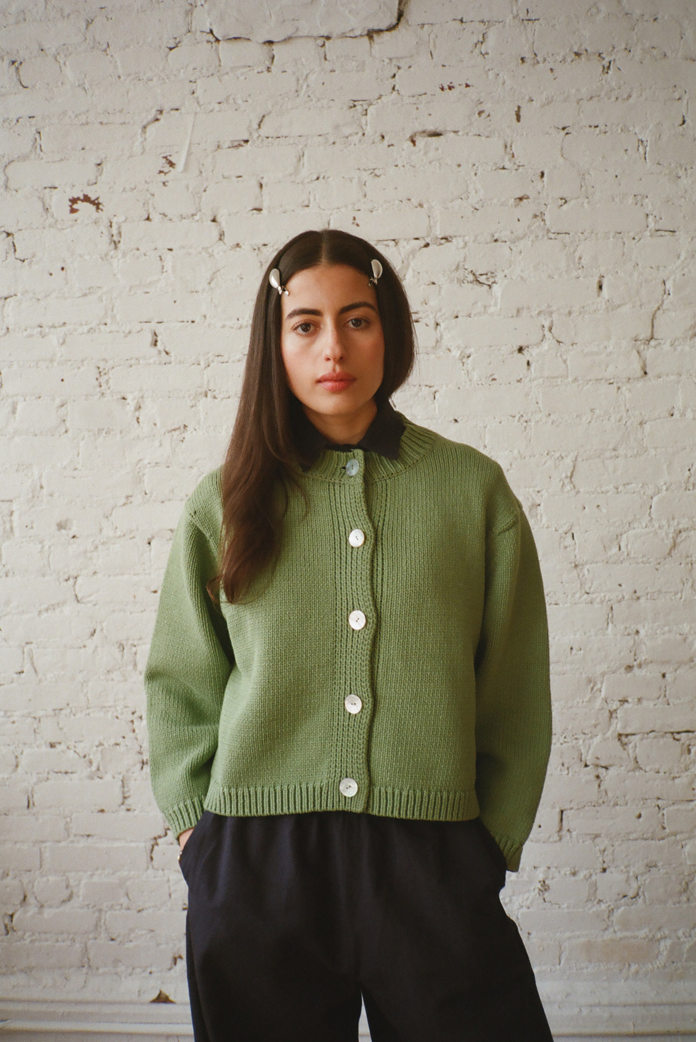 Shiloh Cotton Cardigan - Grasshopper