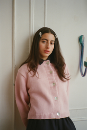 Shiloh Cotton Cardigan - Pink Powder