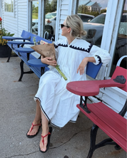 Twirling Dress Zig Zag - Ivory/ Navy