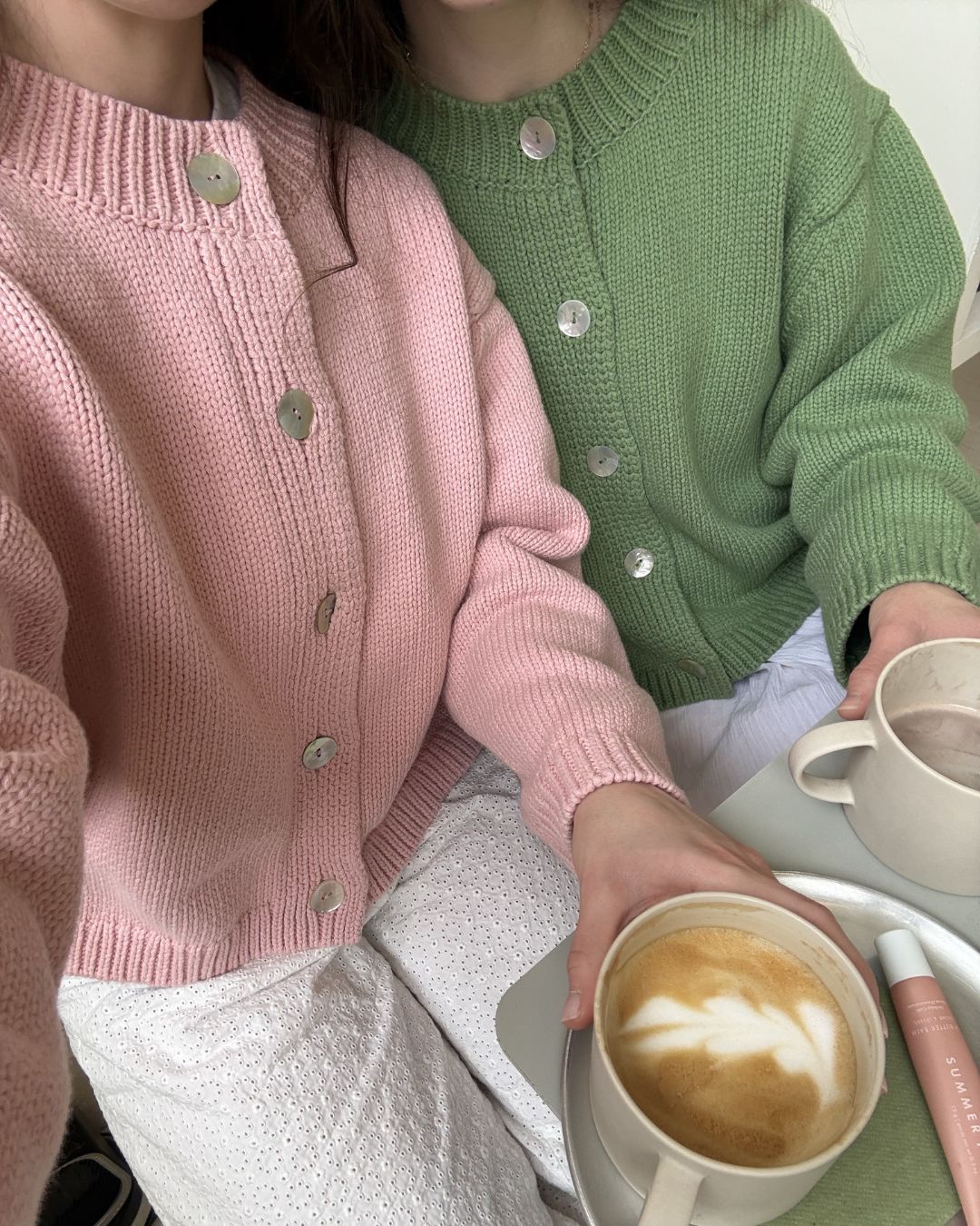 Shiloh Cotton Cardigan - Pink Powder