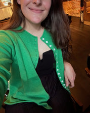 Ida Rollneck Cashmere/Merino Cardigan - Clover