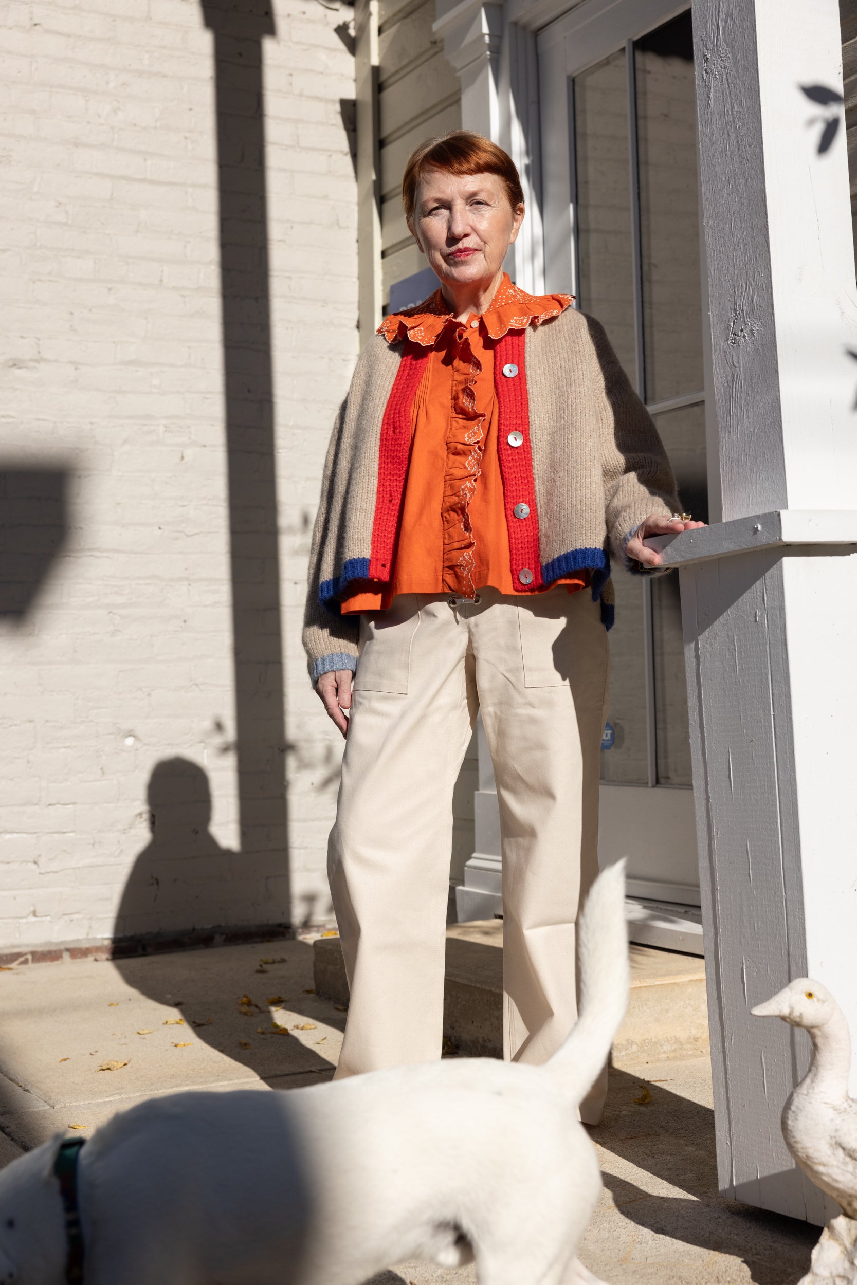 Sheba Cardigan Sweater- Oatmeal Colorblock
