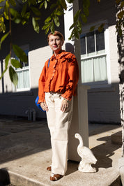 Dolly Embroidered Top - Persimmon/Vanilla