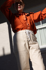 Dolly Embroidered Top - Persimmon/Vanilla