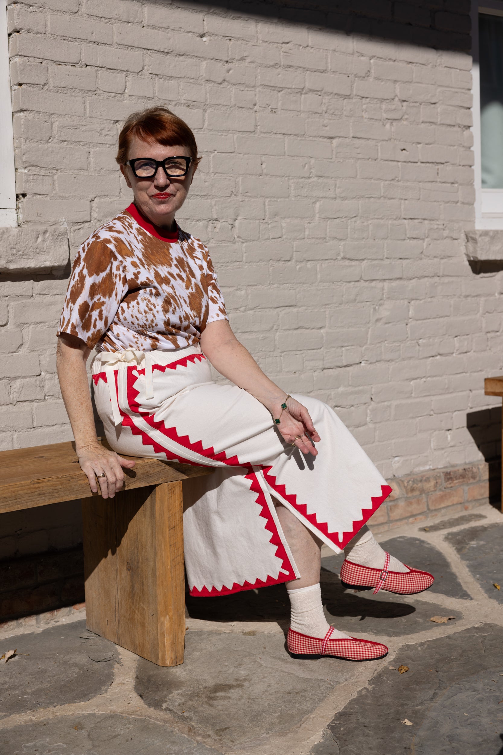 Alma Skirt Zig Zag Appliqué - IvoryPoppy