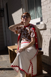 Alma Skirt Zig Zag Appliqué - IvoryPoppy