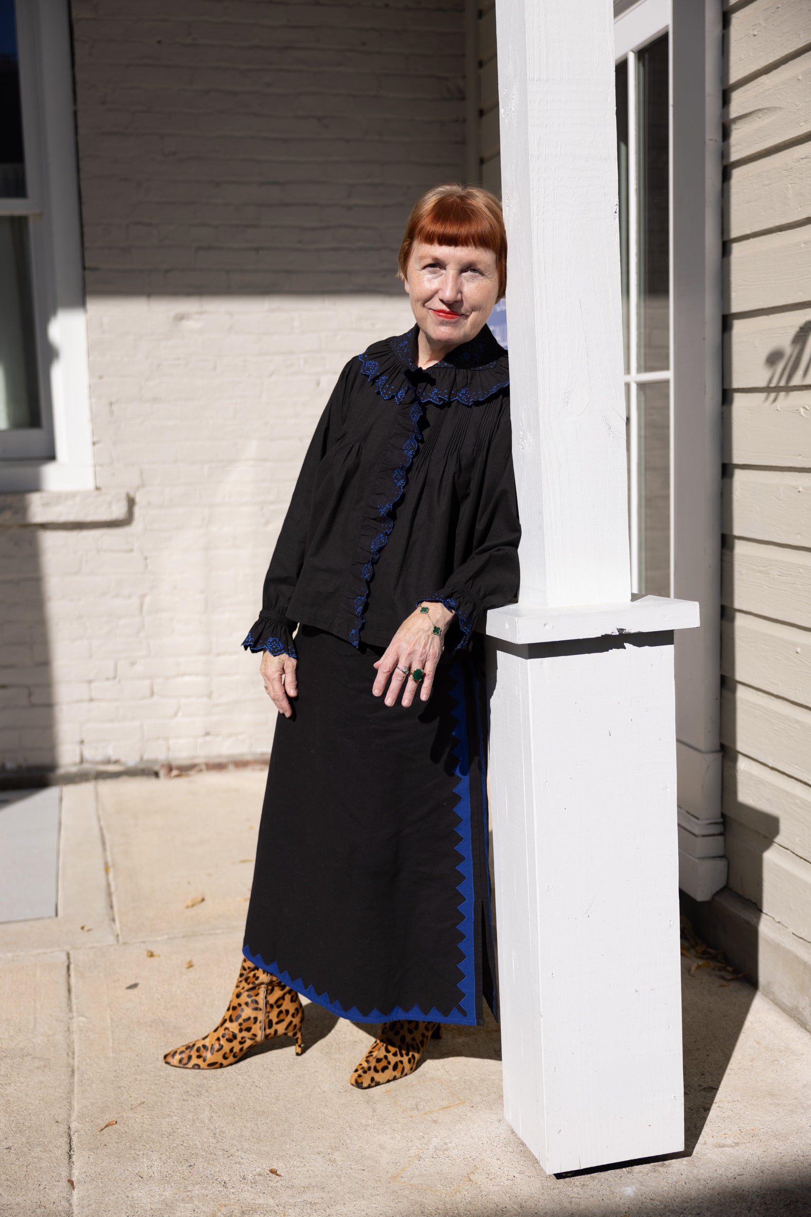 Alma Skirt Zig Zag Appliqué - Black/ Cobalt