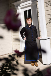 Dolly Embroidered Top - Black/Cobalt
