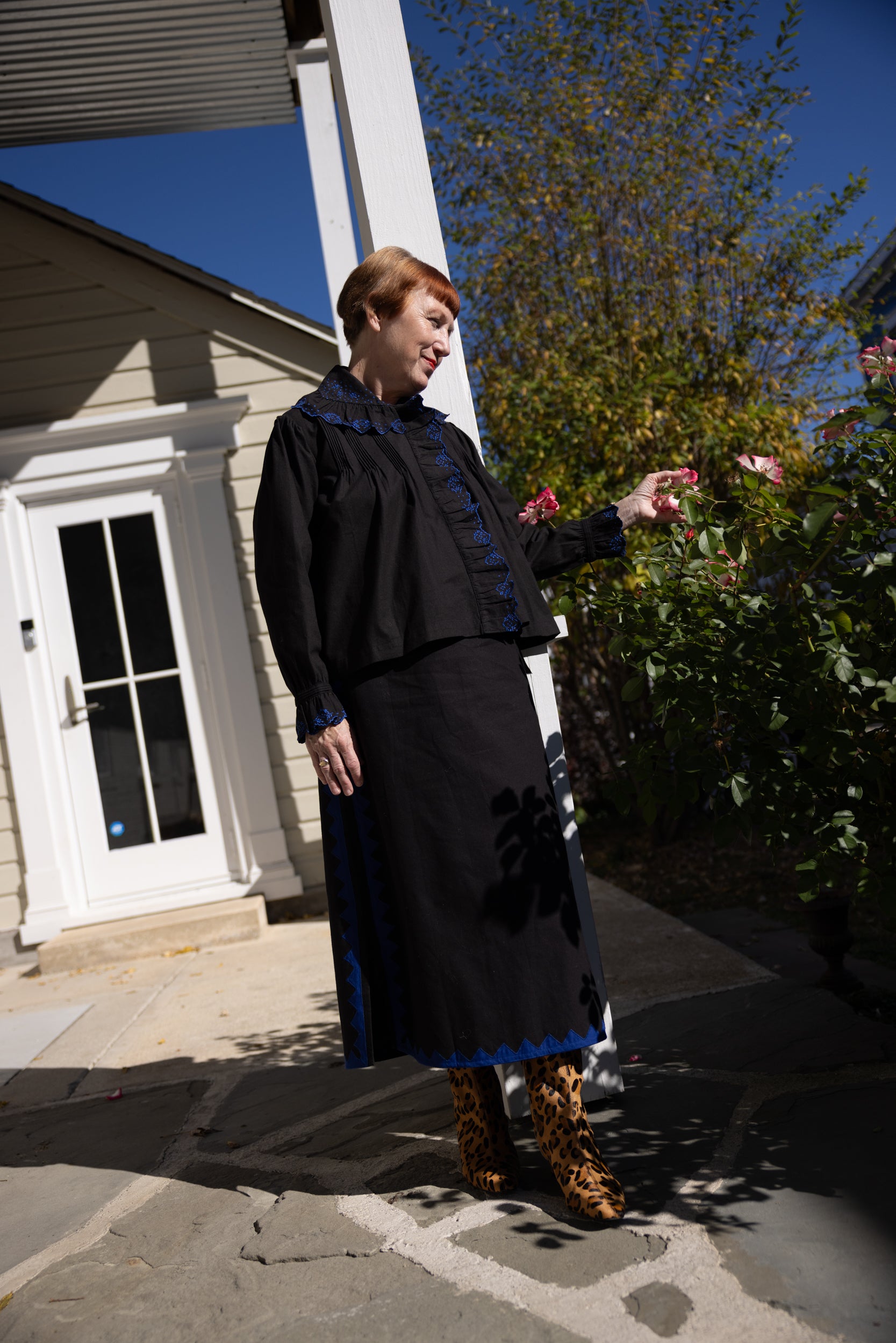Alma Skirt Zig Zag Appliqué - Black/ Cobalt