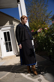 Alma Skirt Zig Zag Appliqué - Black/ Cobalt