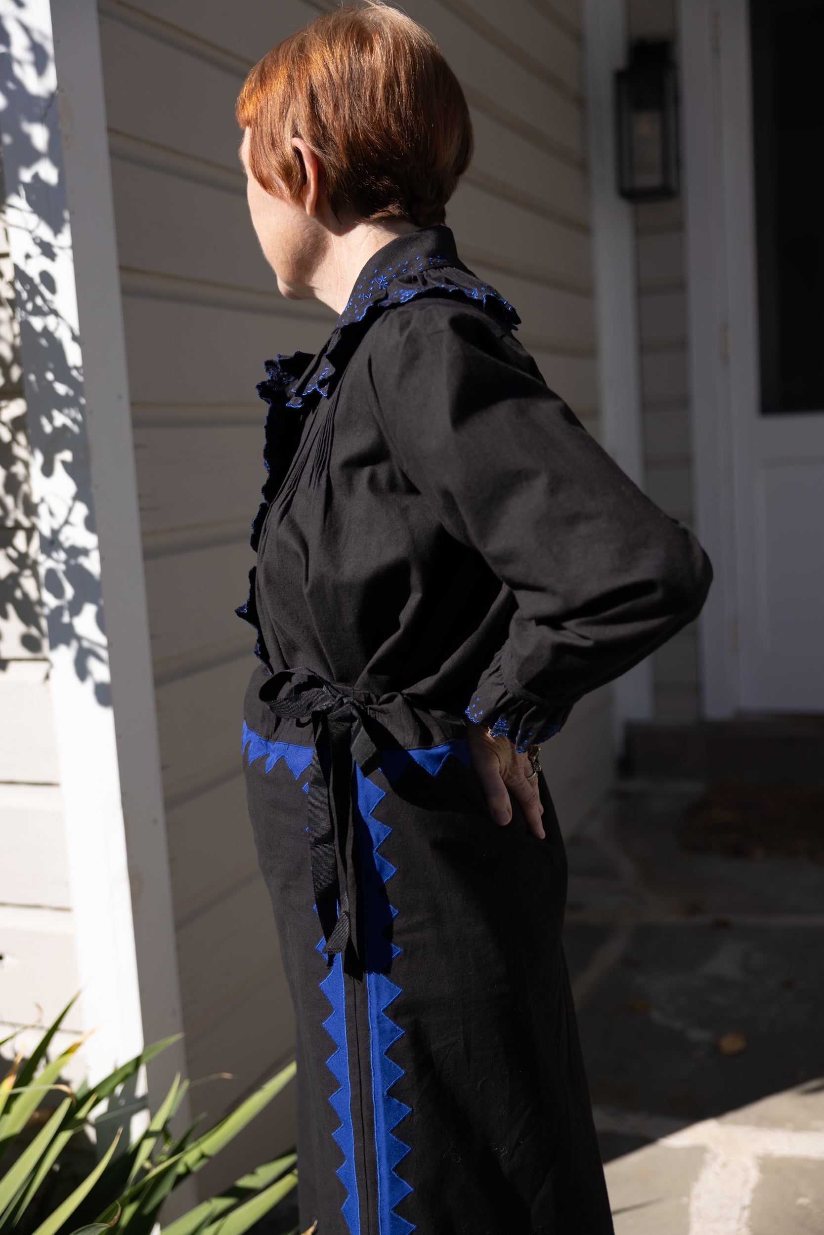 Alma Skirt Zig Zag Appliqué - Black/ Cobalt