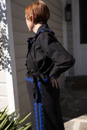 Alma Skirt Zig Zag Appliqué - Black/ Cobalt