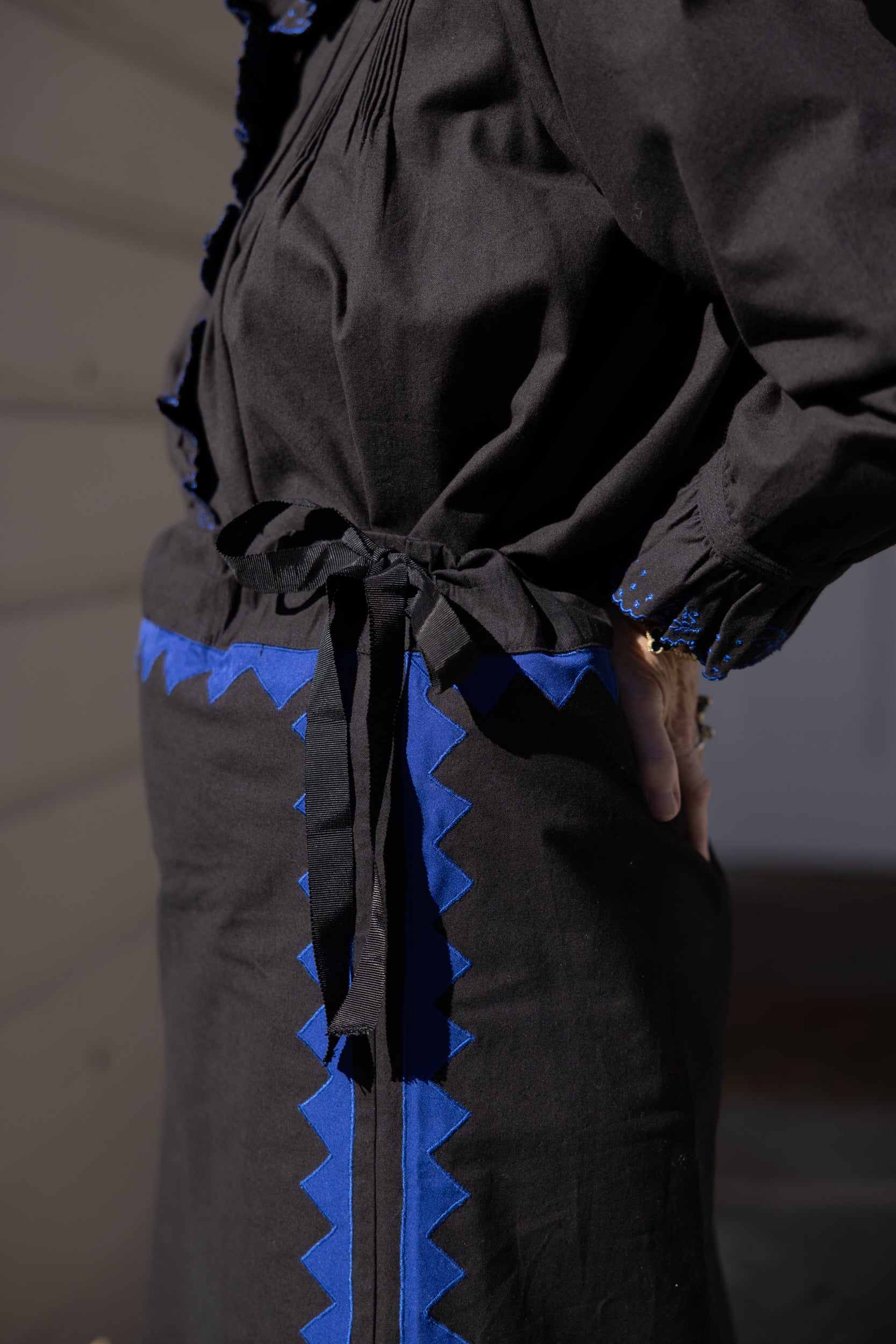 Alma Skirt Zig Zag Appliqué - Black/ Cobalt