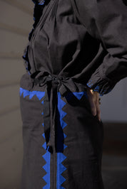 Alma Skirt Zig Zag Appliqué - Black/ Cobalt