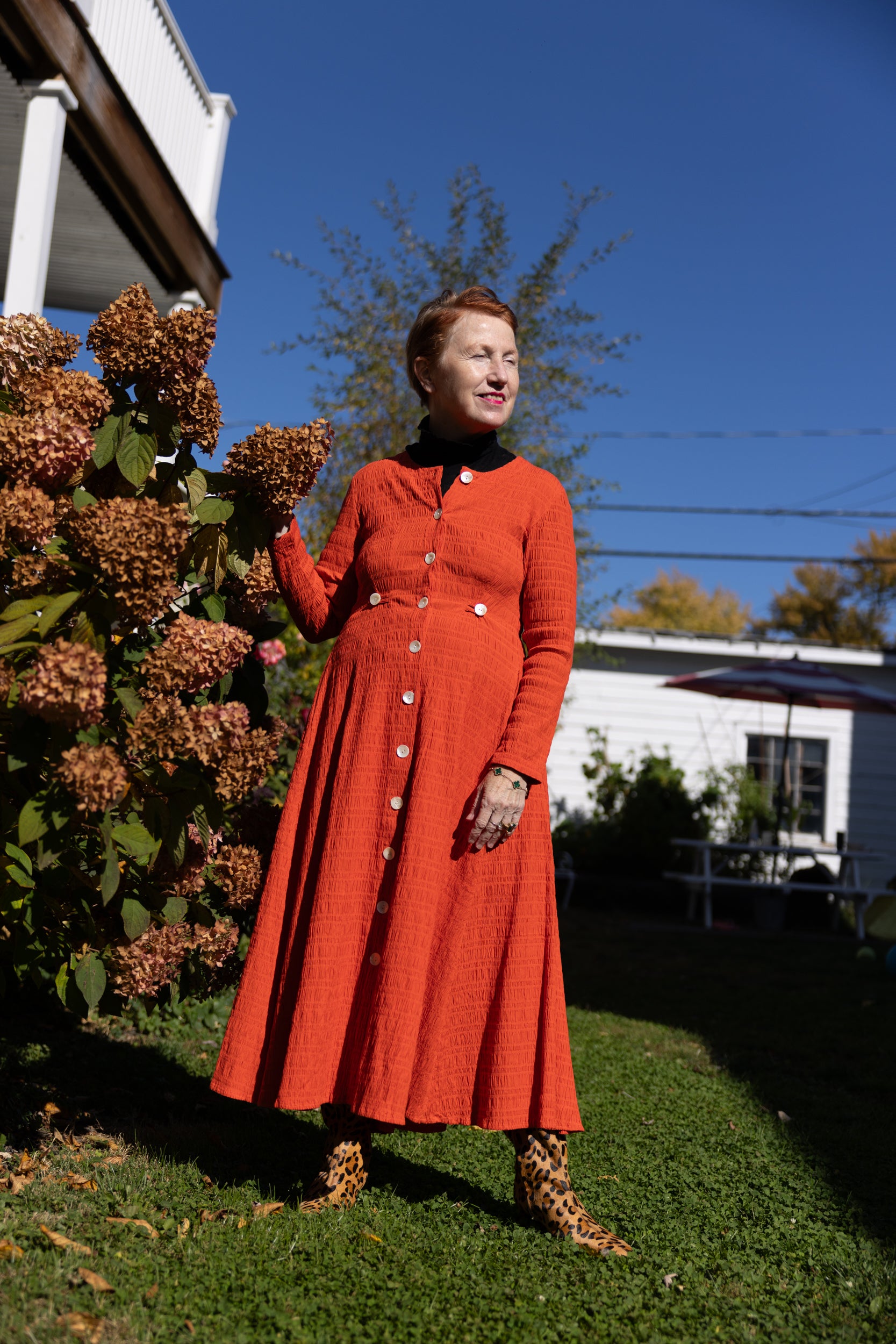 Baroness Dress - Tomato Crinkle
