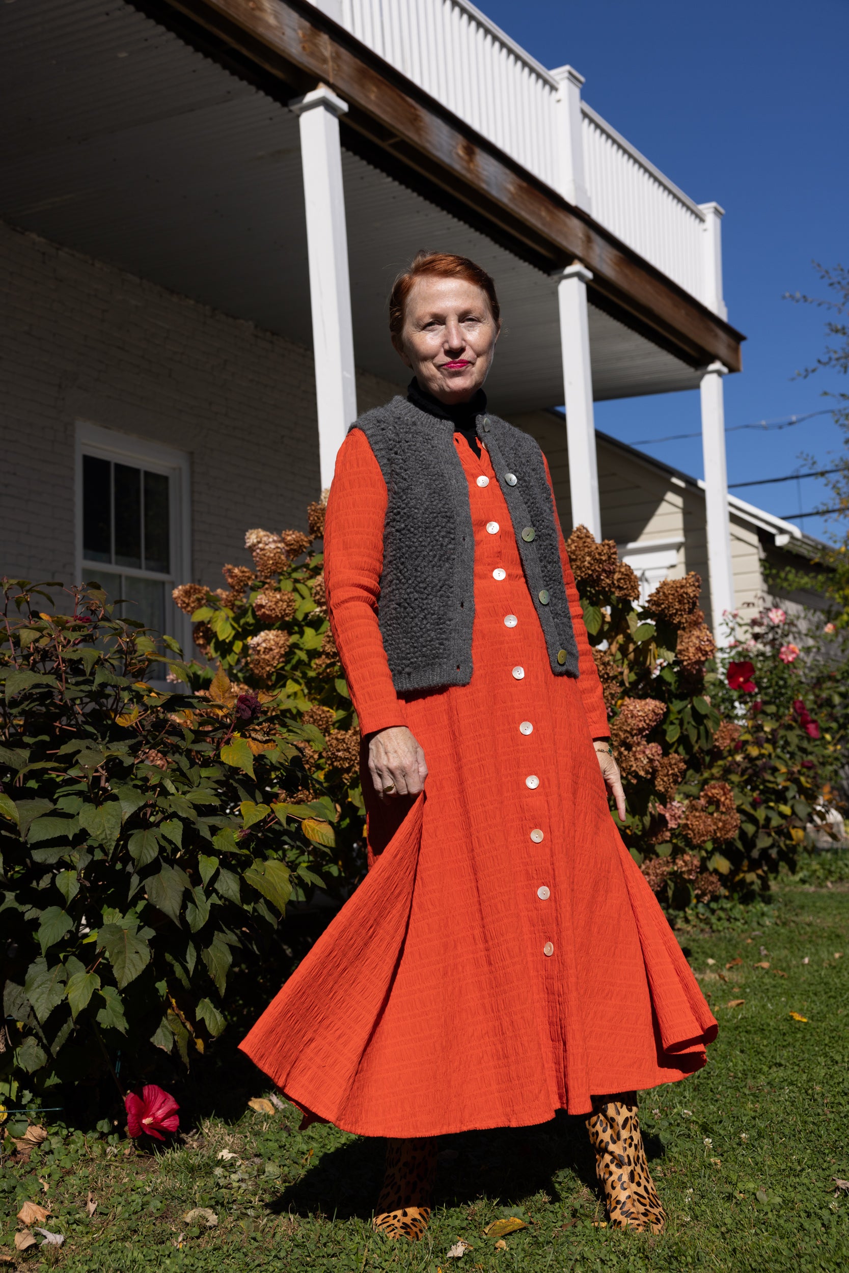 Baroness Dress - Tomato Crinkle