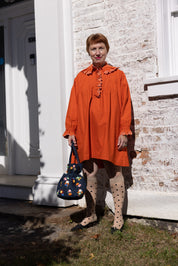 Dolly Embroidered Mini Dress- Persimmon/Vanilla