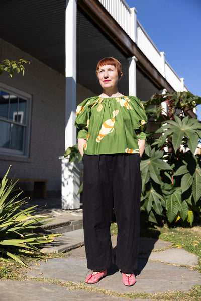 トップス shishikui pat tops Juli Puff Sleeve Top - Green Fish – Nikki Chasin