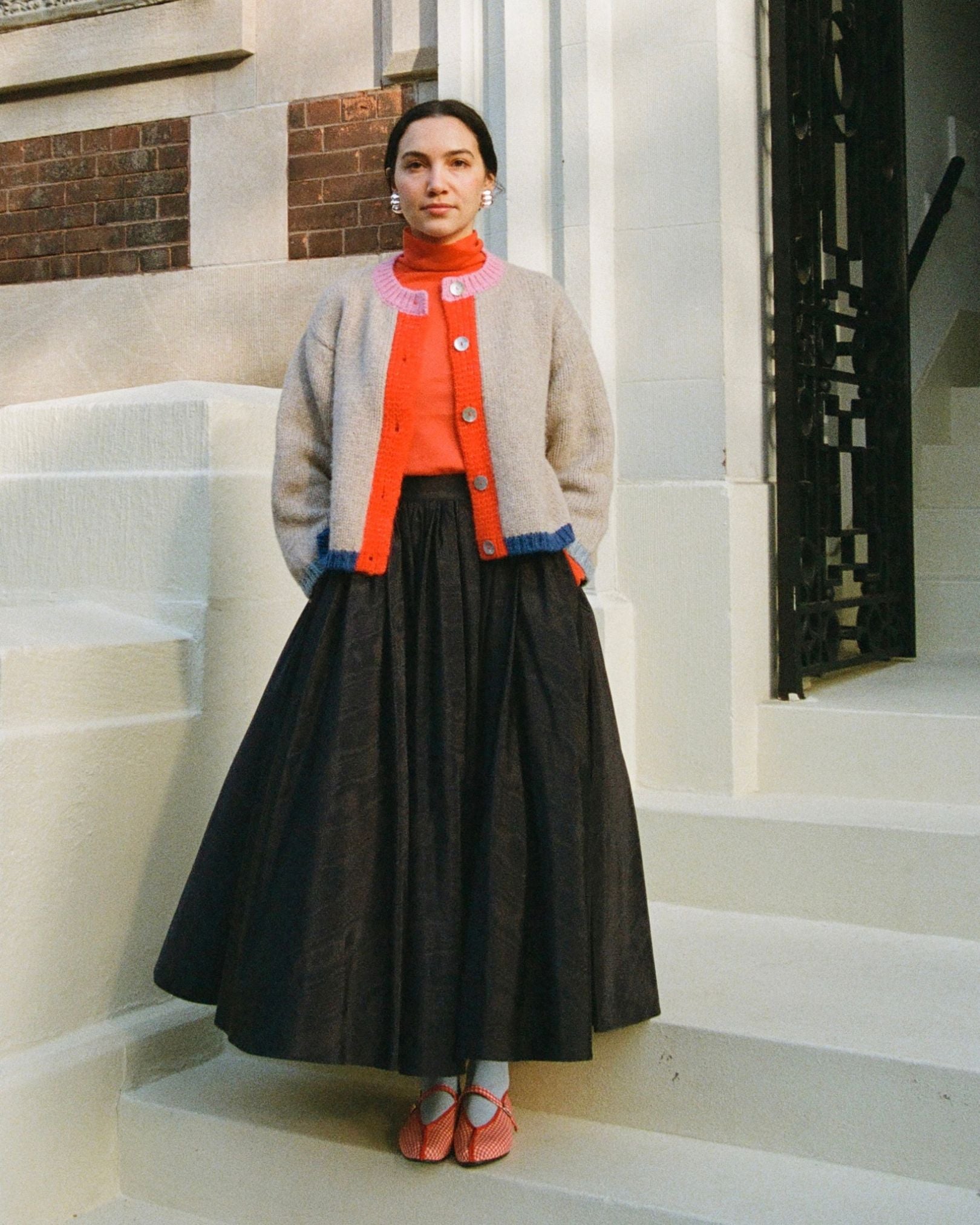 Puff Skirt, Black Moire