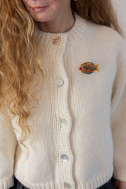 Glass Puffer Fish Brooch - Camel