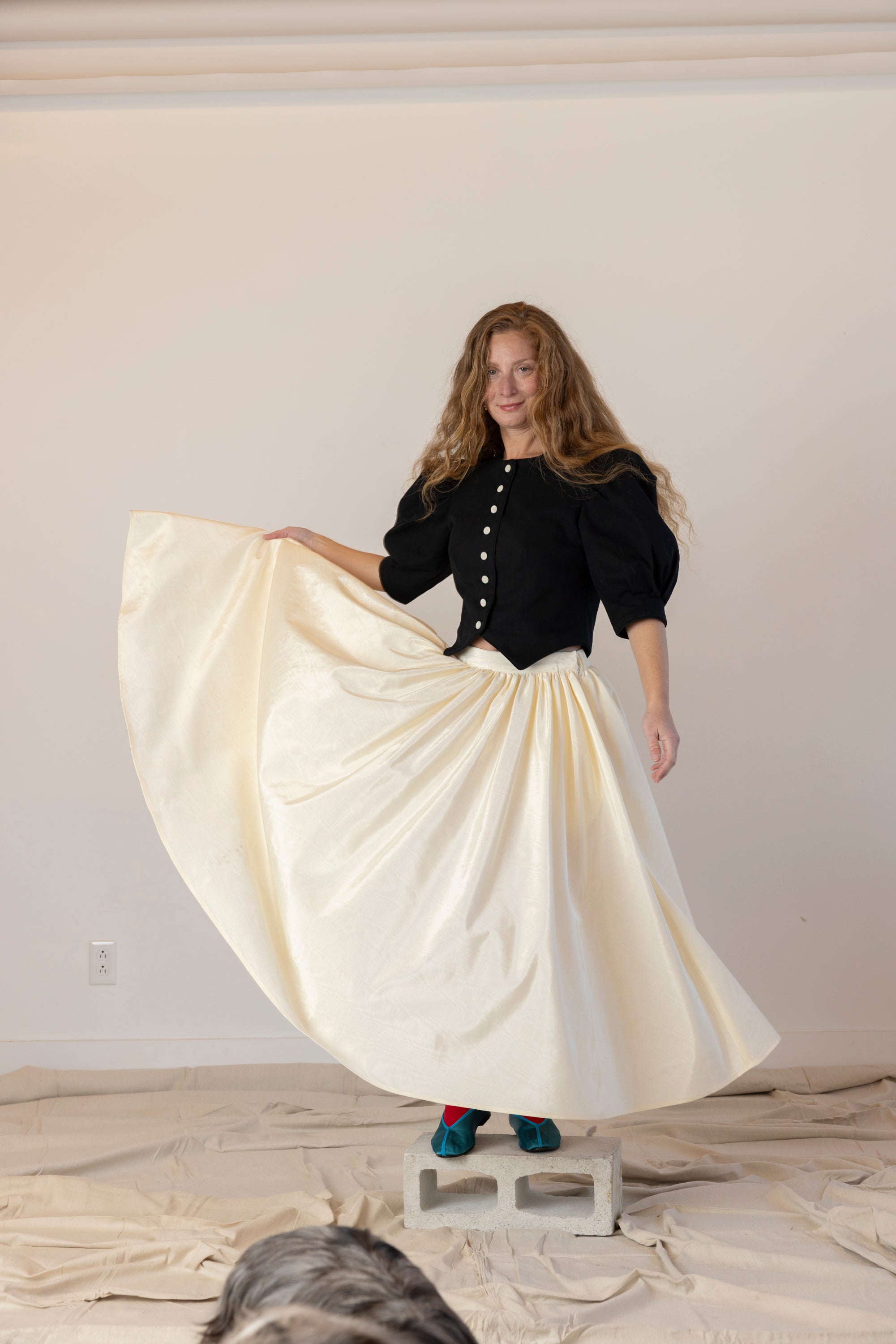 Puff Skirt, Ivory Moire
