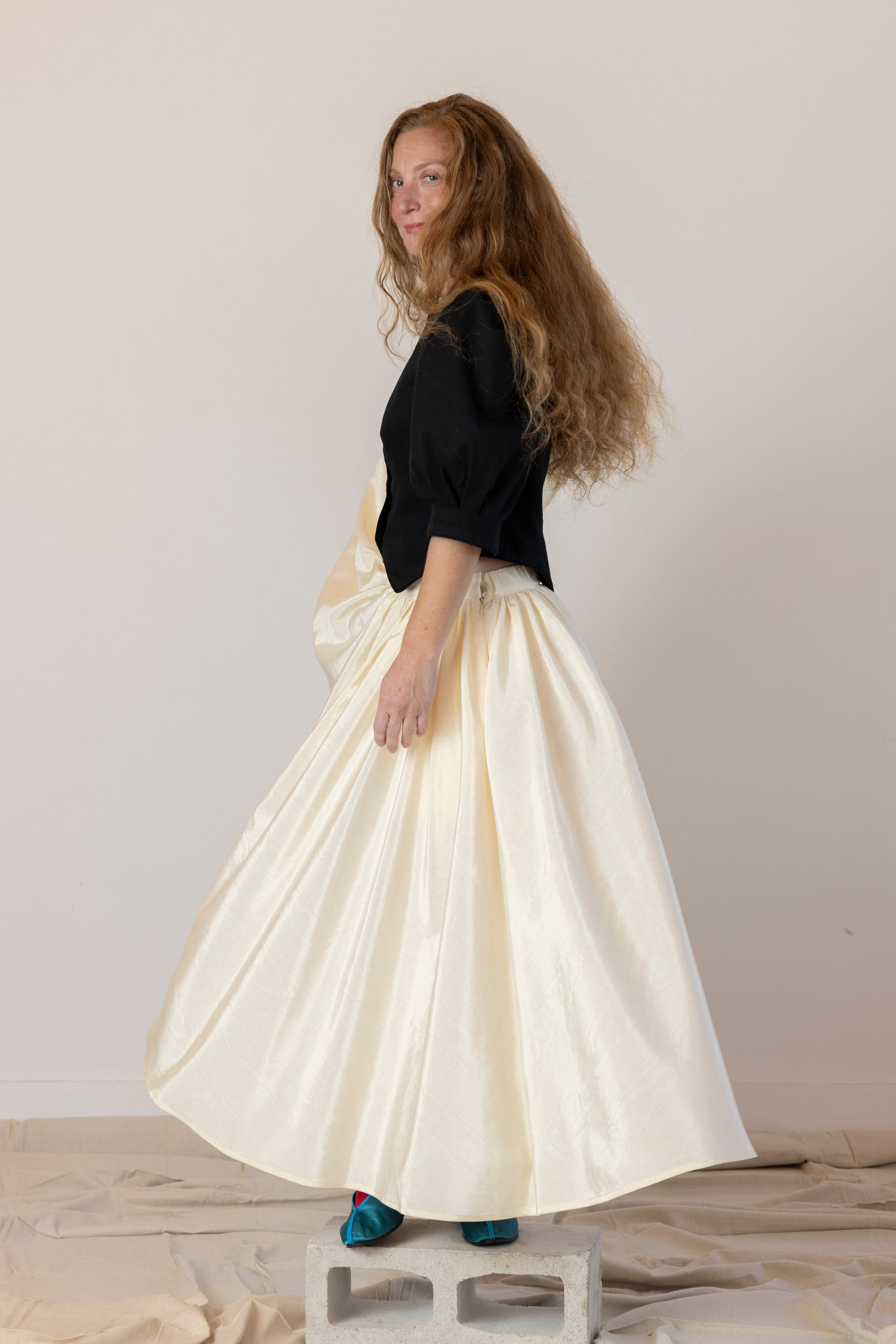 Puff Skirt, Ivory Moire