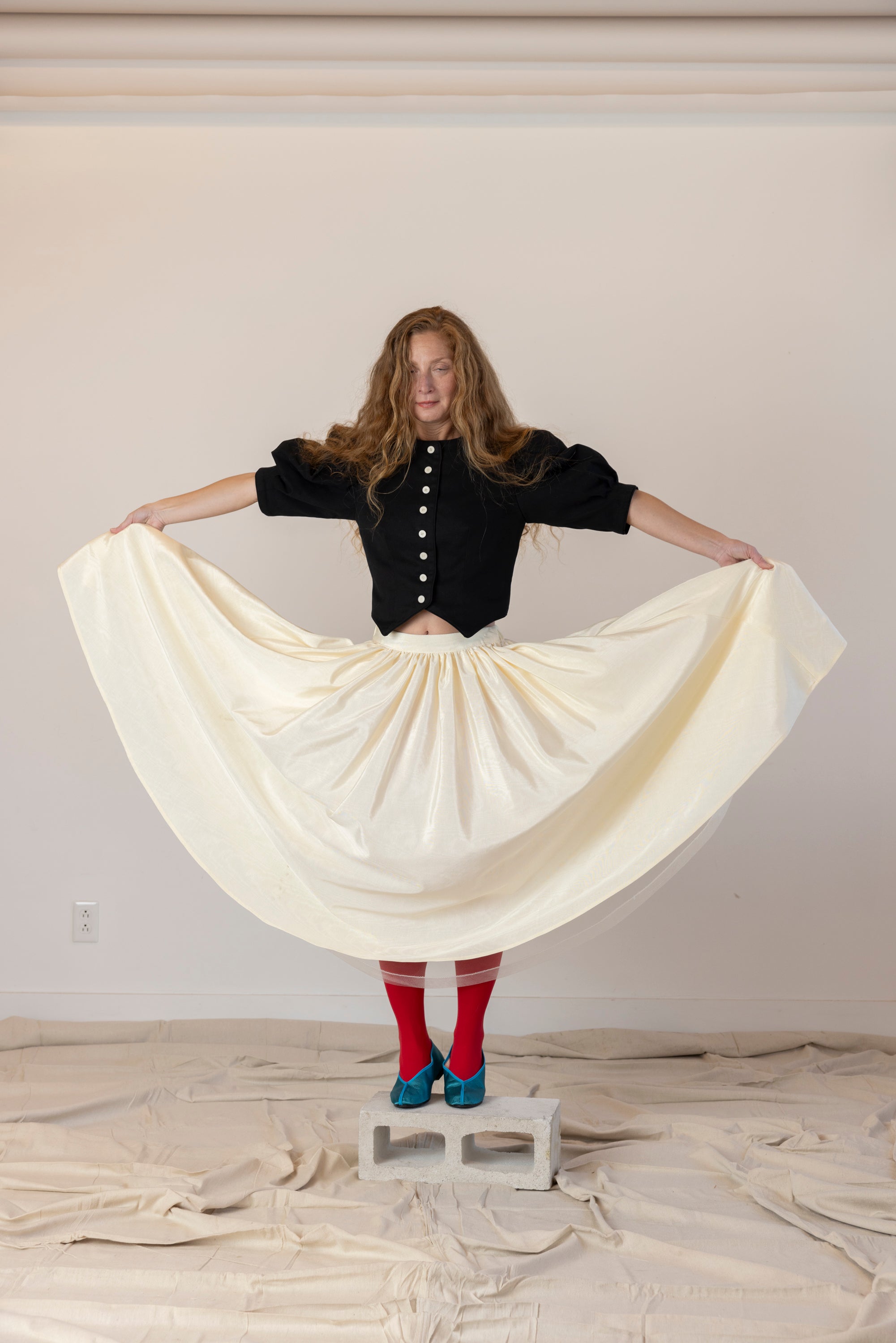 Puff Skirt, Ivory Moire