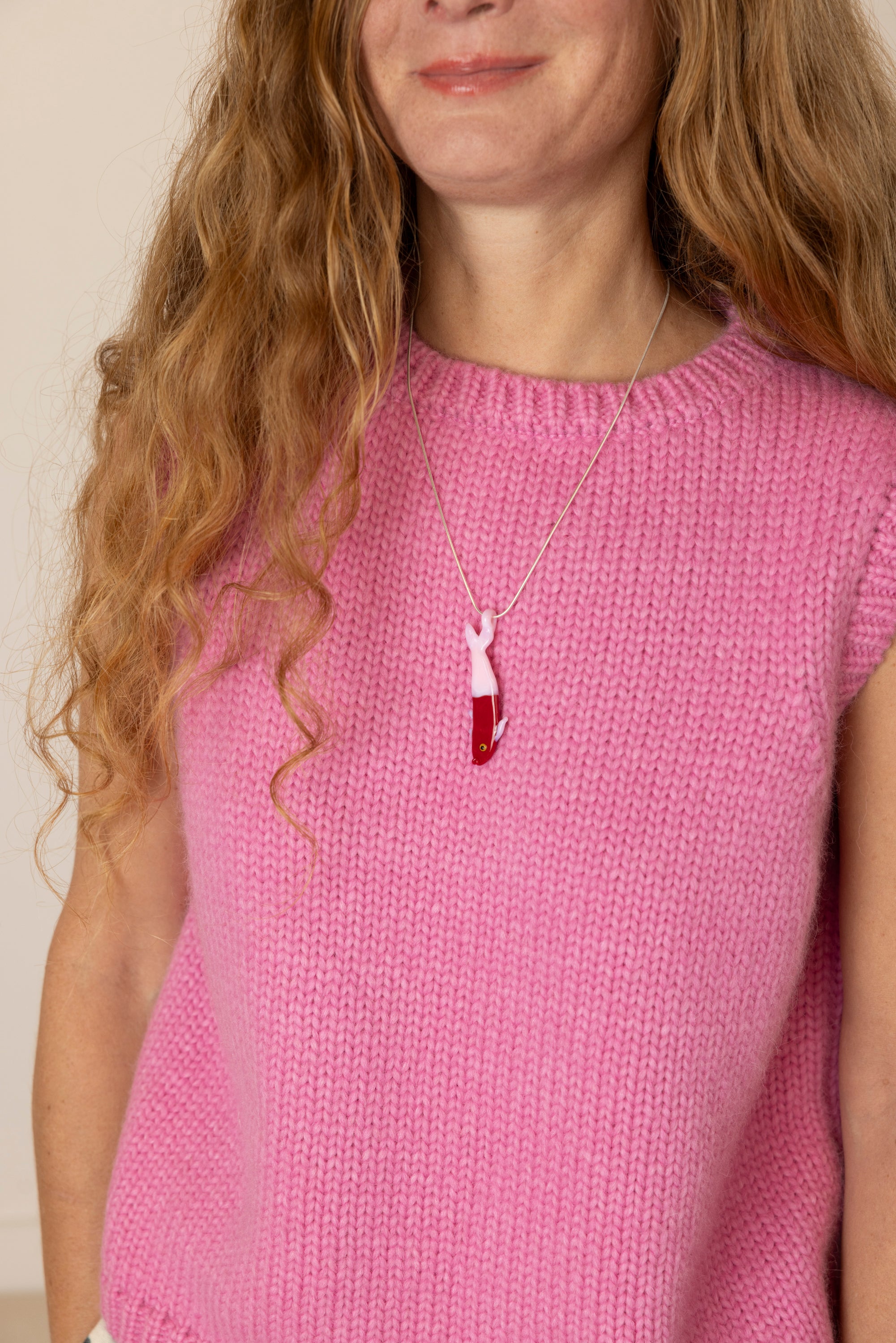 Fish Out of Water Necklace  - Red and Pink