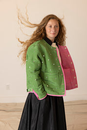 Fein Reversible Jacket with Mirror Embroidery - Pickle/Pink