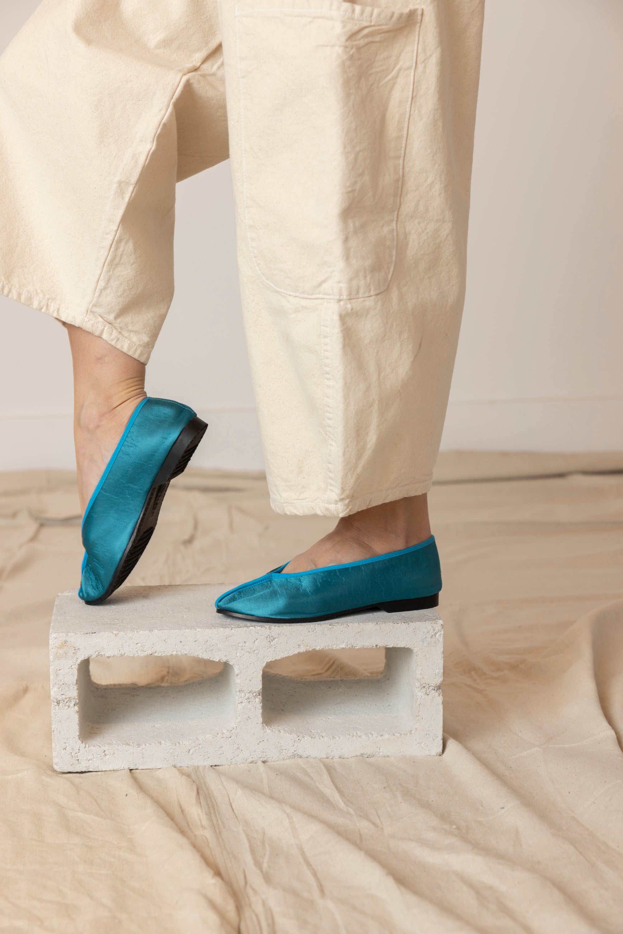 Satin Theater Shoes - Turquoise, view 5