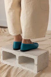 Satin Theater Shoes - Turquoise