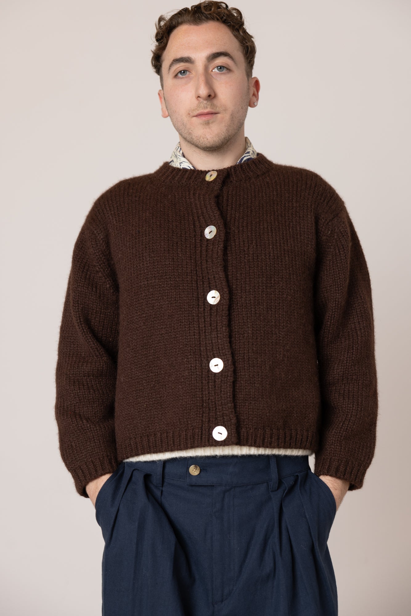 Handmade chunky knit cardigan | Sheba Cardigan Sweater- Chocolate