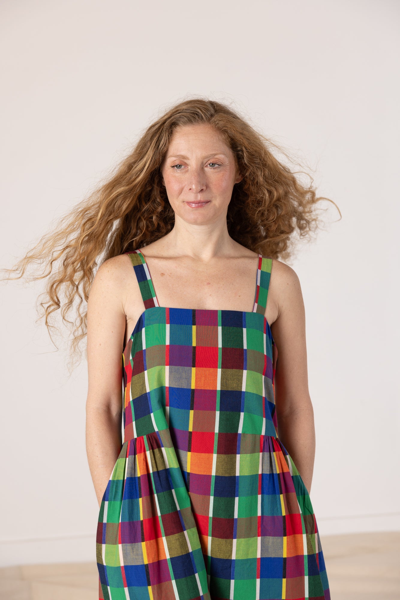Menina Dress Cotton - Rainbow Grid