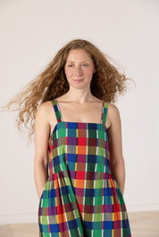Menina Dress Cotton - Rainbow Grid