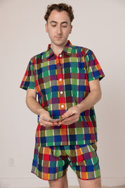 Dylan Shirt - Rainbow Grid Cotton
