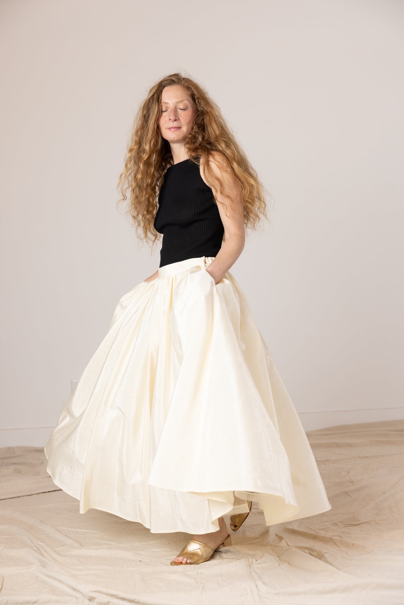 Puff Skirt, Ivory Moire
