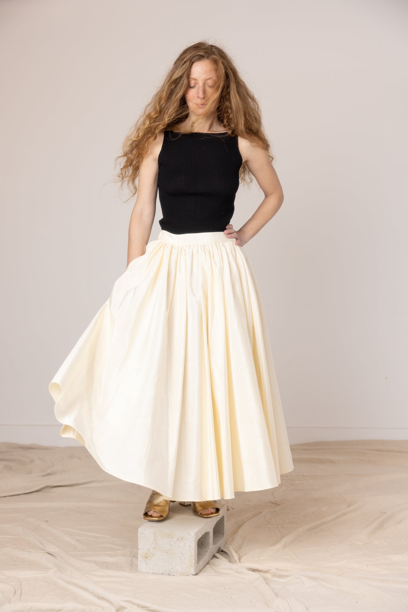 Puff Skirt, Ivory Moire