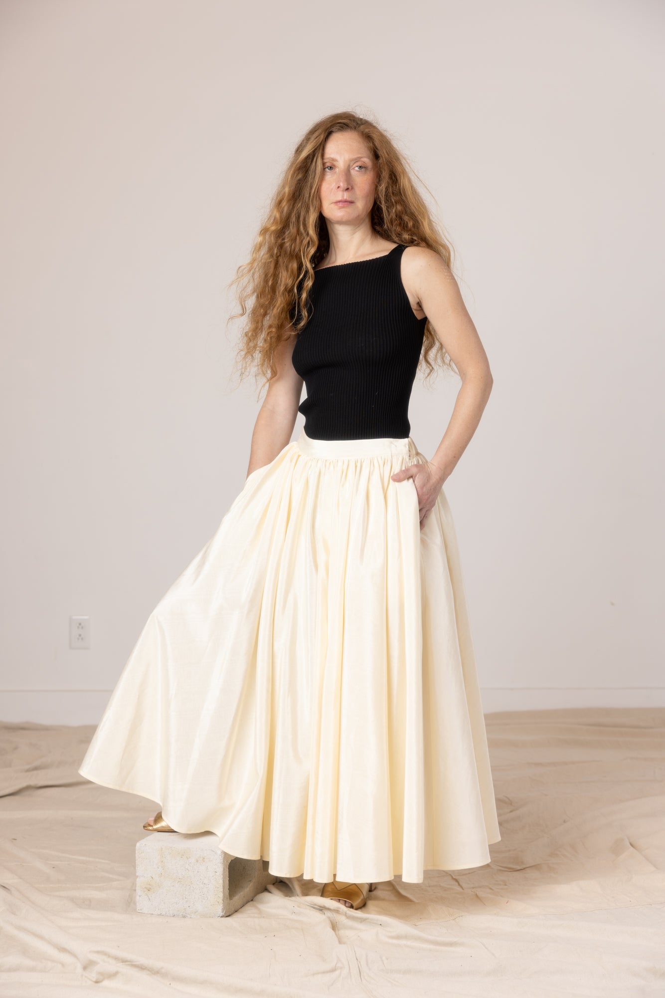Puff Skirt, Ivory Moire