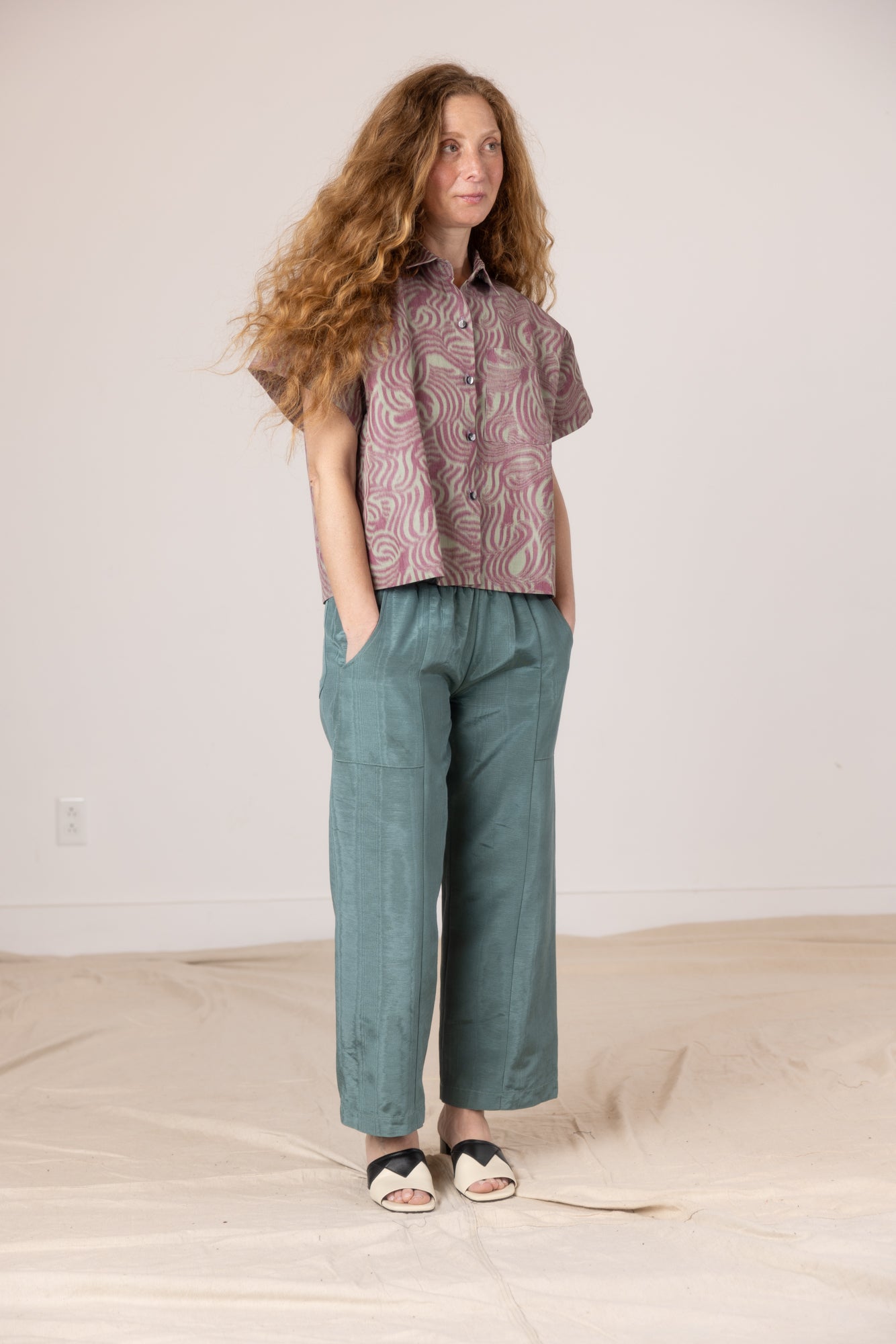 Corso Buttondown - Green/Burgundy Swirl