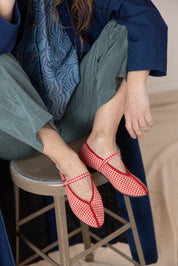Theater Shoes with Strap - Red Gingham