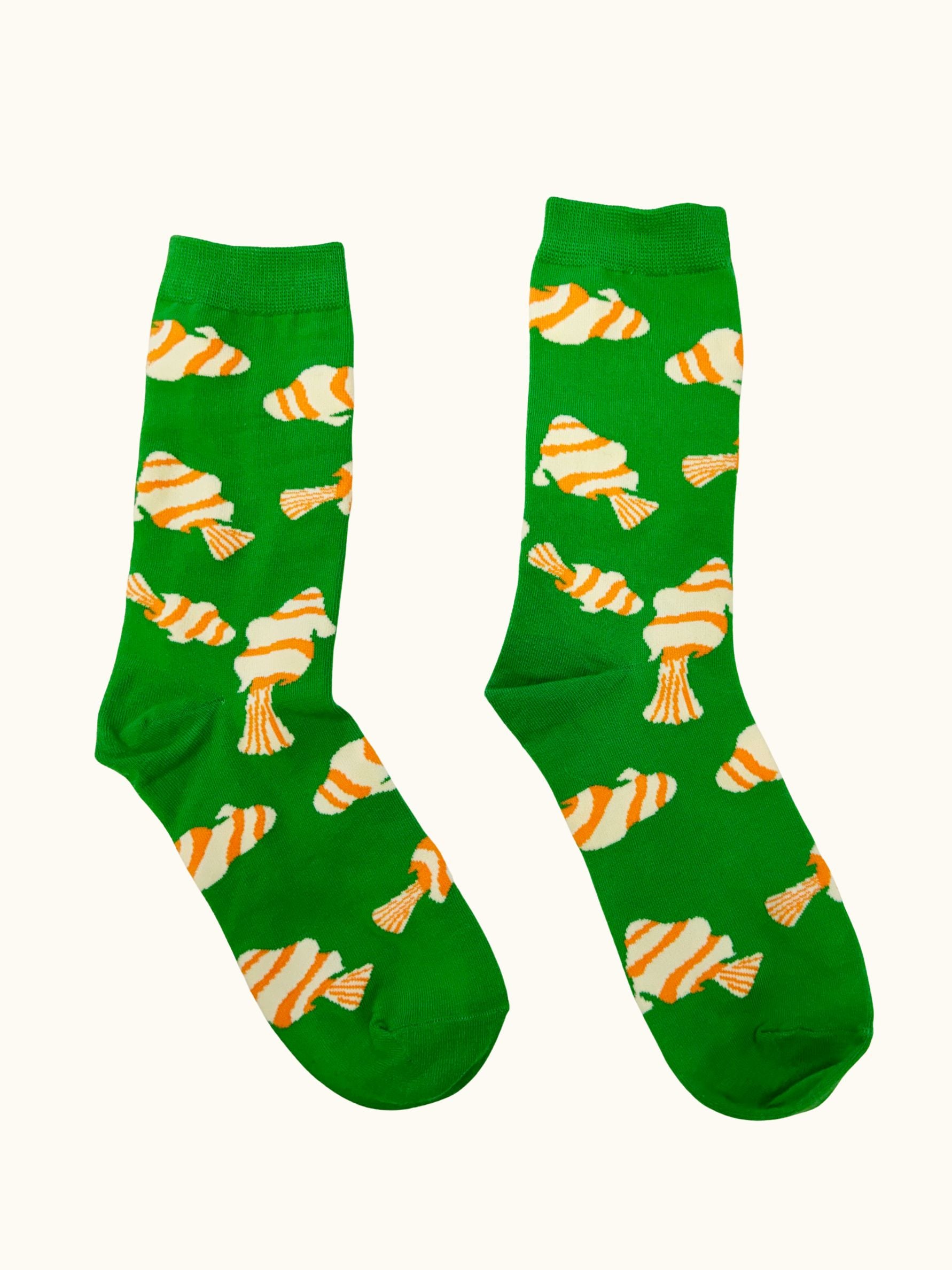 Sauntering Socks - Green Fish