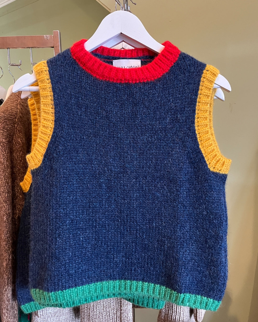 Sabine Alpaca Sweater Vest- Navy Colorblock