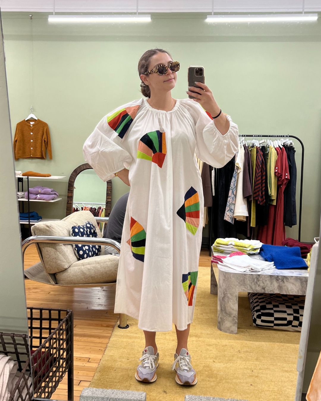 Ballad Dress - White Fan Patch Cotton