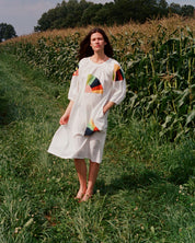 Ballad Dress - White Fan Patch Cotton