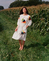 Ballad Dress - White Fan Patch Cotton